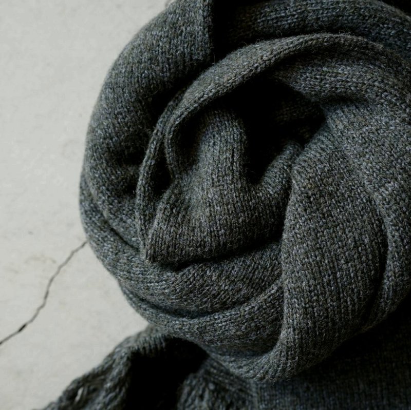 7G Fringe muffler [GD05253] / Melange Khaki