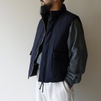 STILL BY HAND - Stand collar padded vest / Dark Navy