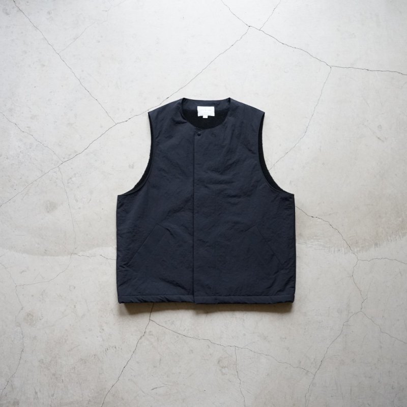 STILL BY HAND - Crewneck boa vest [VE01254] / Black