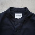 Band collar cotton pique shirt