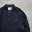 Band collar cotton pique shirt