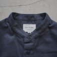 STILL BY HAND - Band collar cotton pique shirt [SH01254] / Blue Grey