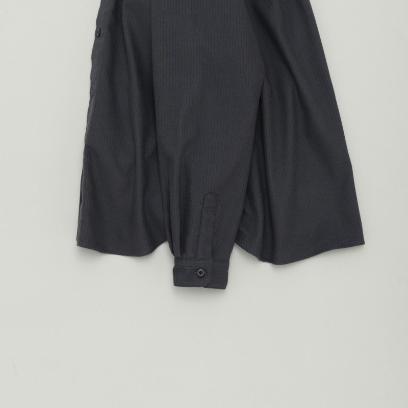 STILL BY HAND - Band collar cotton pique shirt [SH01254] / Blue Grey