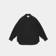 Band collar cotton pique shirt