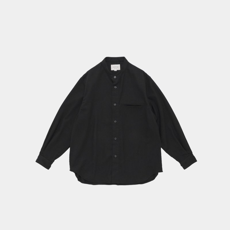Band collar cotton pique shirt