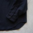 Band collar cotton pique shirt