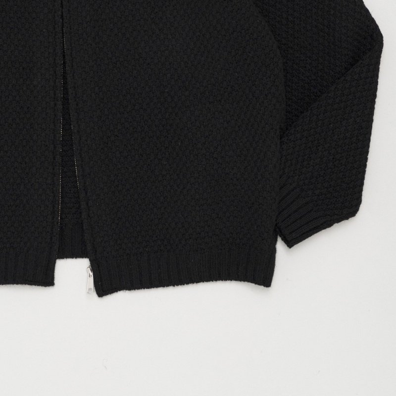STILL BY HAND - Shawl collar kntted blouson [KN03254] / Black