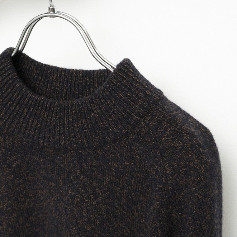 STILL BY HAND - High neck pullover knit / Melange Navy