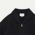 STILL BY HAND - Shawl collar kntted blouson [KN03254] / Black