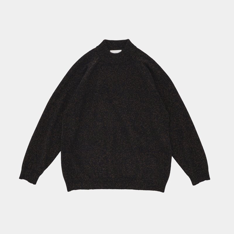 STILL BY HAND - High neck pullover knit / Melange Navy