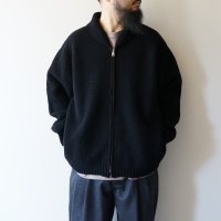 STILL BY HAND - Shawl collar kntted blouson / Black