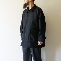 STILL BY HAND - Melton raglan sleeve coat / Black