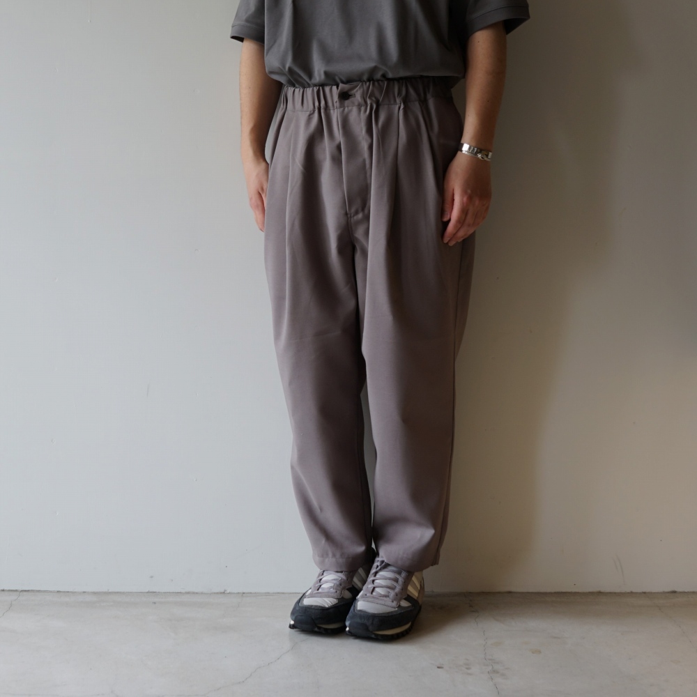 STILL BY HAND - WOOL MIXED RELAX PANTS Greige