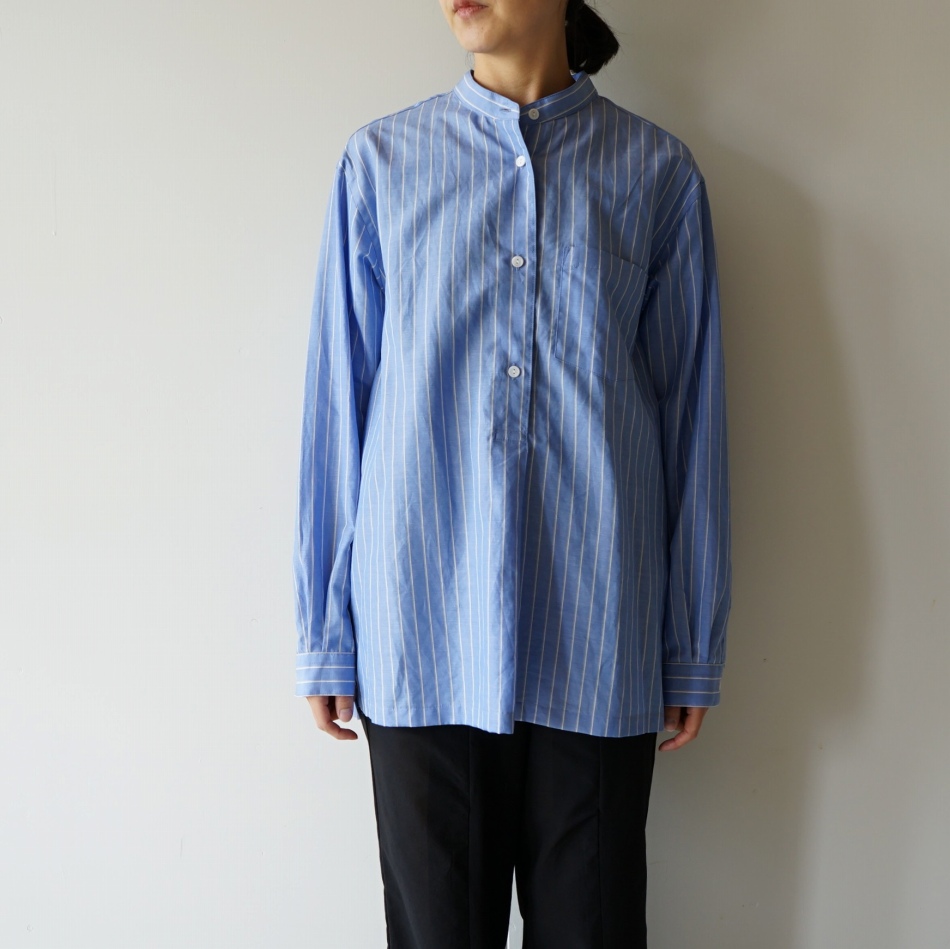 【women's】 STILL BY HAND WM - Striped pullover shirt / Blue Stripe