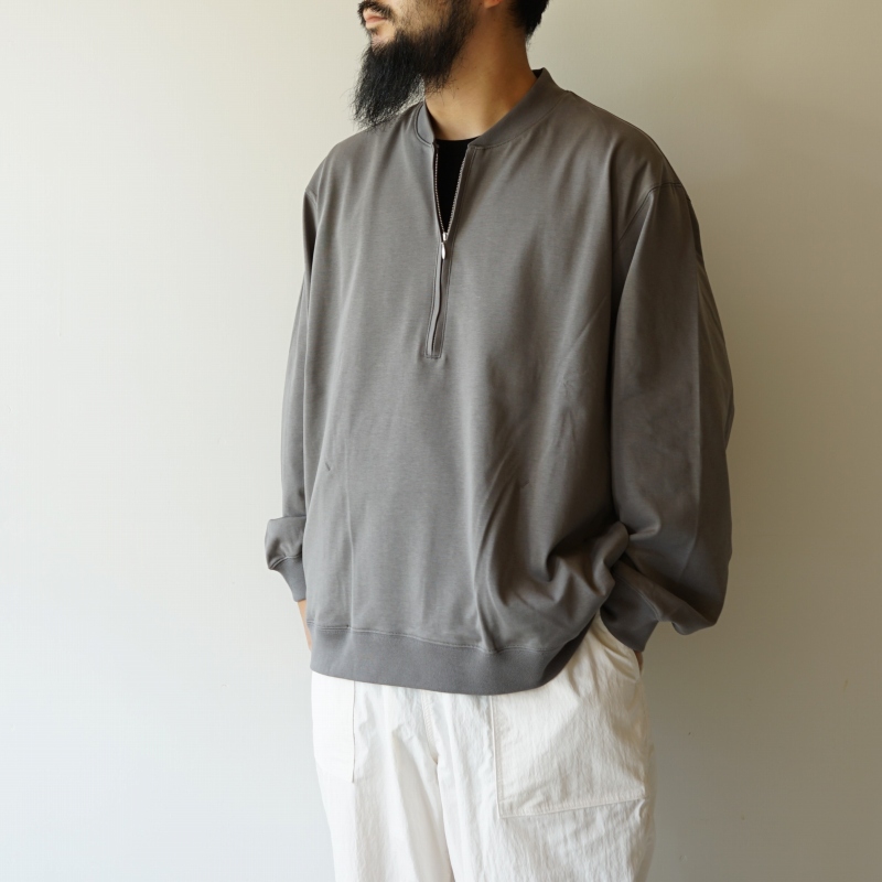 STILL BY HAND - Zip up cotton jumper [CS01253] / Slate Grey