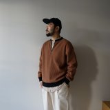 画像: [size S のみ] JACKMAN - WAFFLE HALF ZIP Cocoa×Black