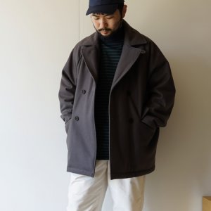 画像: 【size48のみ】STILL BY HAND - MELTON P-COAT Khaki Grey