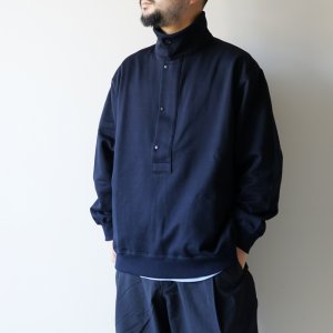 画像: STILL BY HAND - STAND COLLAR SWEAT SHIRTS Dark Navy