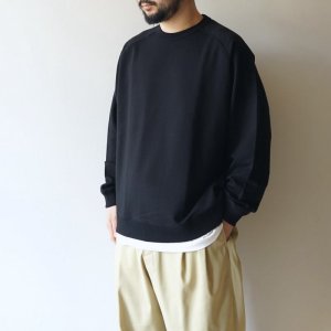 画像: STILL BY HAND - Pima cotton sweat shirt / Ink Black