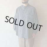画像: STILL BY HAND - Linen mixed band collar shirt / Blue Grey