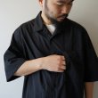STILL BY HAND - Nylon open collar shirt [SH02252] / Ink Black