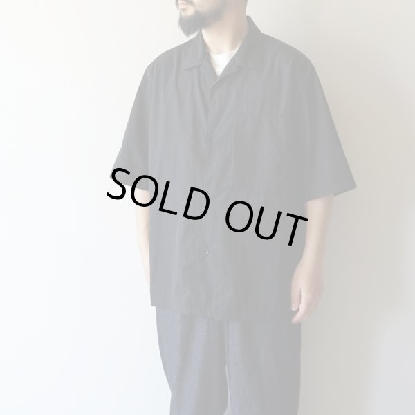 STILL BY HAND - Nylon open collar shirt [SH02252] / Ink Black