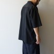 STILL BY HAND - Nylon open collar shirt [SH02252] / Ink Black