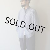 画像: STILL BY HAND - Striped narrow collar shirt / Navy