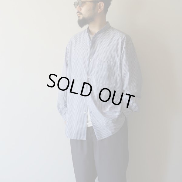 STILL BY HAND - Striped narrow collar shirt [SH04251] / Navy
