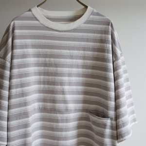 画像: EEL Products - Yururi tee 1/2 border / L.Gray Border