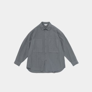 画像: STILL BY HAND - Garment dye over shirt / Blue Grey