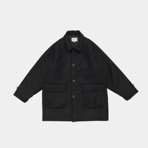 画像: STILL BY HAND - Melton raglan sleeve coat / Black