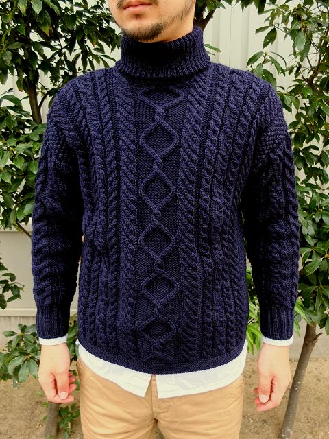 画像: GUERNSEY WOOLLENS - ARAN STITCH POLO