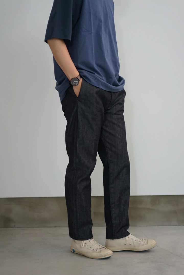 STILL BY HAND - 1タックデニムスラックス [DN0393] Navy