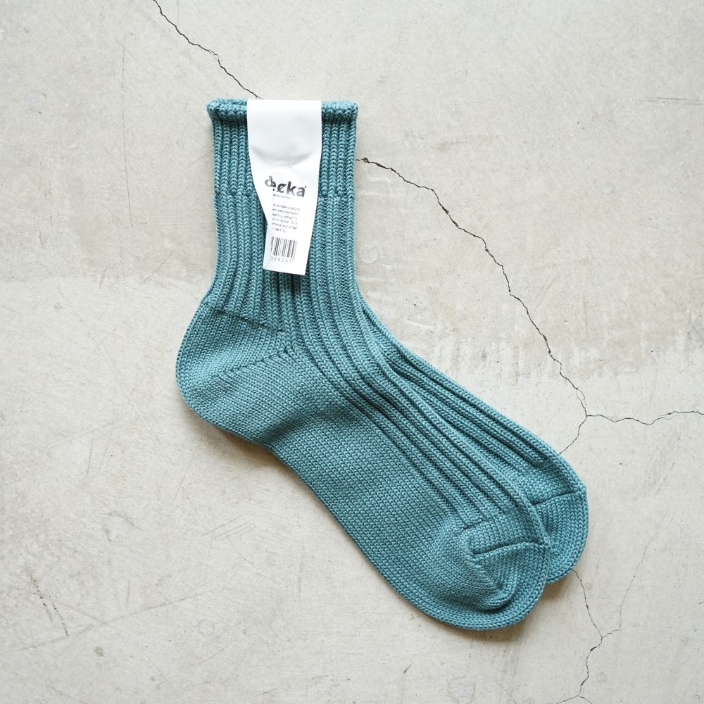 decka - LOW GAUGE RIB SOCKS (SHORT LENGTH) Cadet Blue