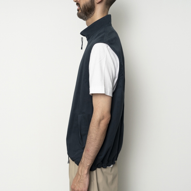 STILL BY HAND - Stand collar vest [VE02251] / Teal Blue