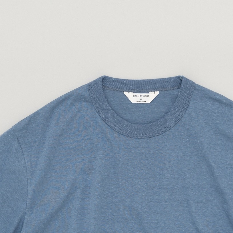 STILL BY HAND - Nepped crewneck t-shirt [CS07252] / Smoke blue