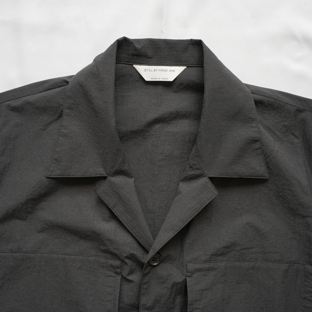 【women's】 STILL BY HAND WM - Cotton/Nylon open collar shirt [SH01252WM] / Black