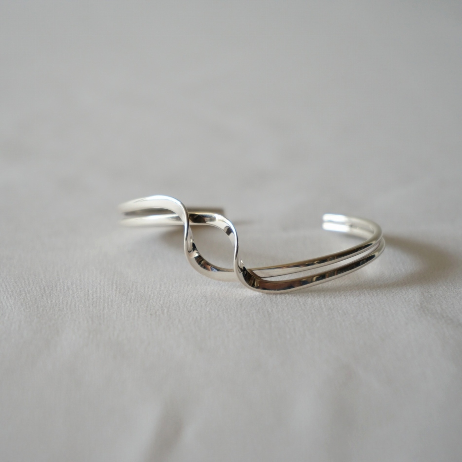 MEXICANJEWELRY - TAXCO SILVER BANGLE 925" double curve"
