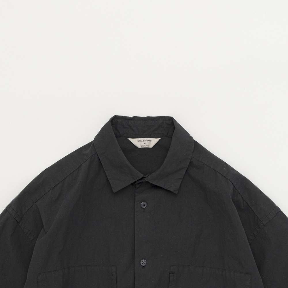STILL BY HAND - Garment dye over shirt / Ink Black