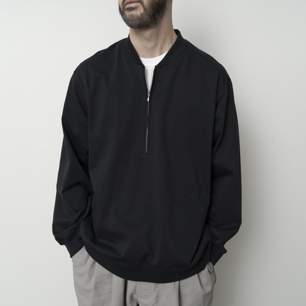 STILL BY HAND - Zip up cotton jumper [CS01253] / Black Navy