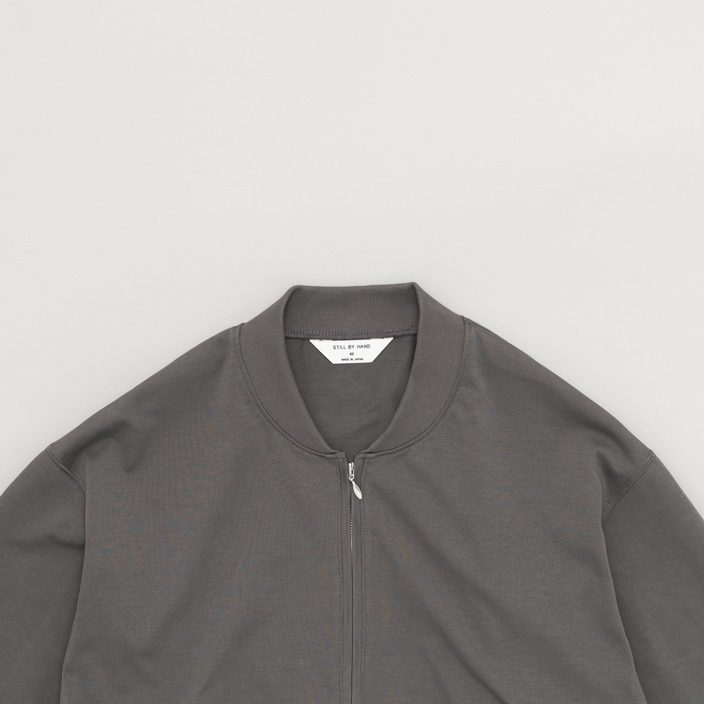 STILL BY HAND - Zip up cotton jumper [CS01253] / Slate Grey