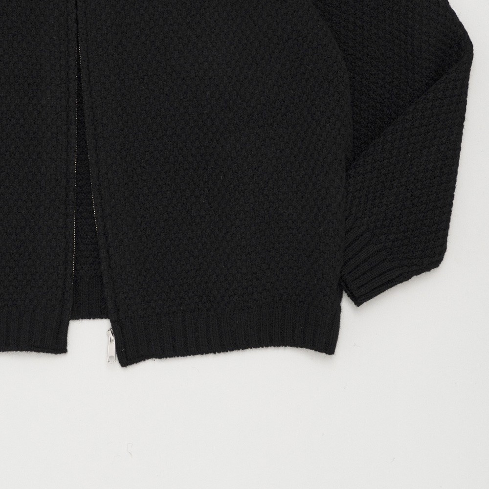 STILL BY HAND - Shawl collar kntted blouson [KN03254] / Black