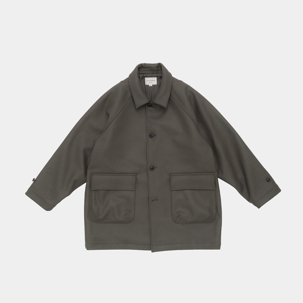 STILL BY HAND - Melton raglan sleeve coat [CO03254] / Sage